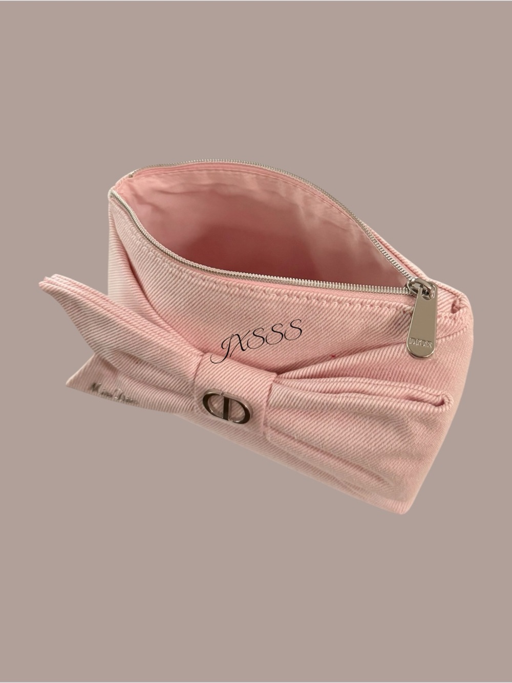 Light-Pink Dior Beauty (Miss Dior) Bow-Embroidered Cosmetic-Makeup Bag - Picture 12 of 15